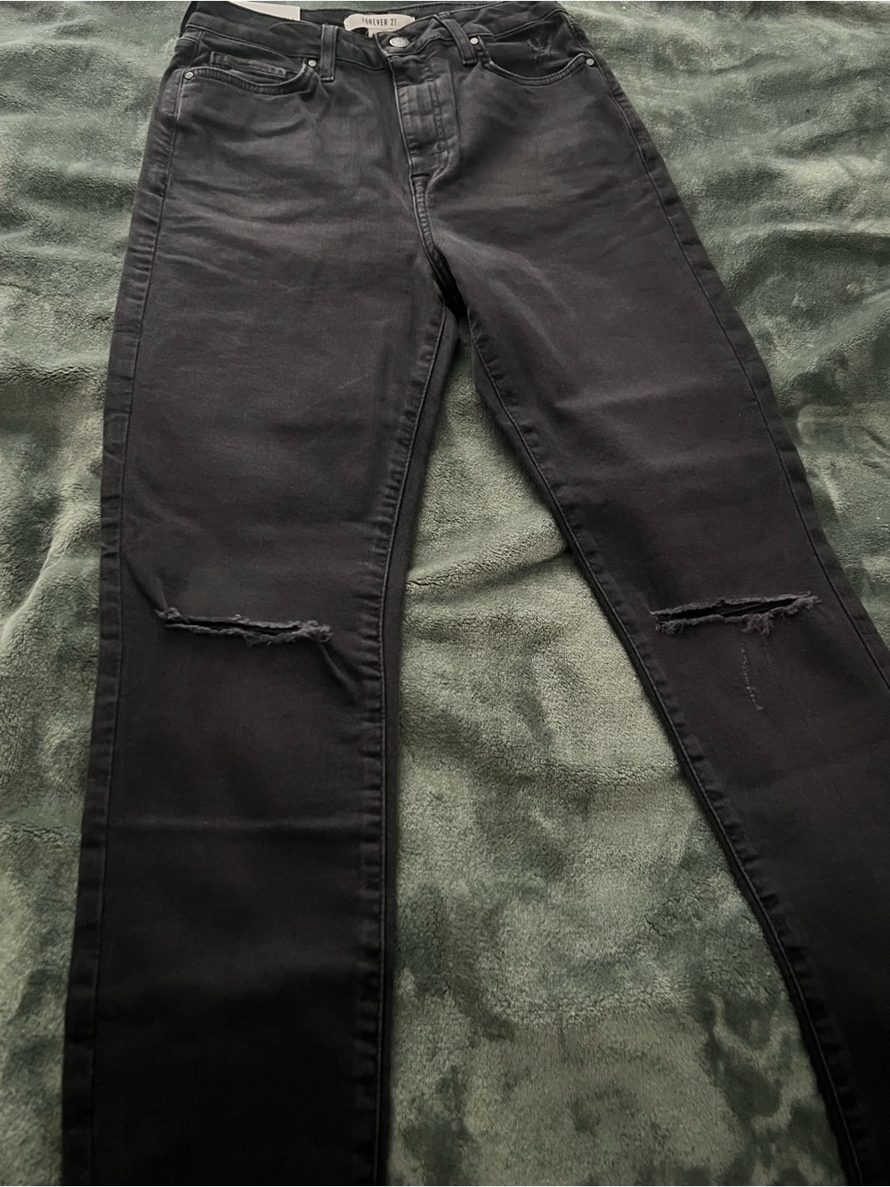 Forever 21 Black Skinny Jeans with Knee Rips